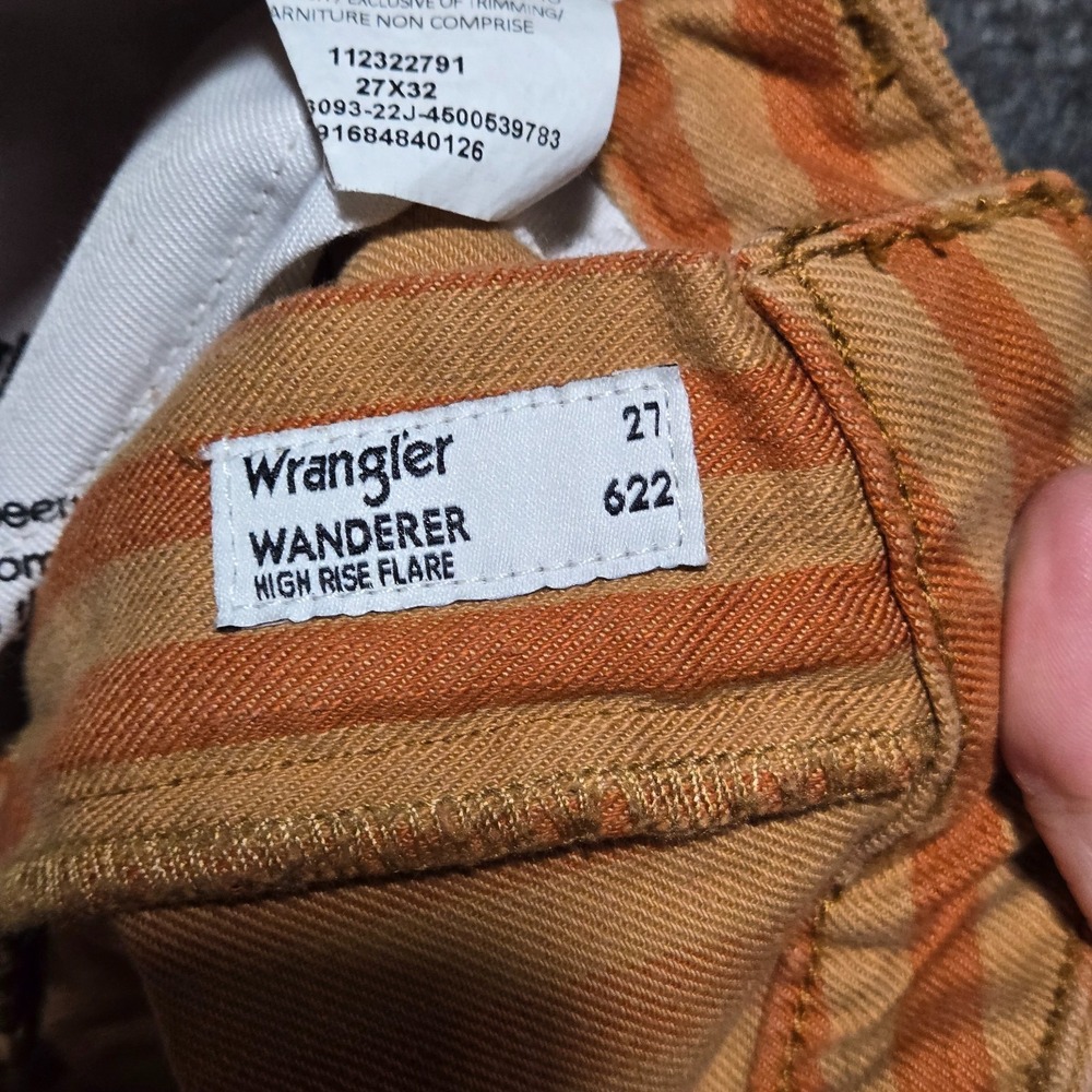 Wrangler Wanderer 622 High Rise Flare Jeans Women's 27x31 Retro Orange Striped - Picture 12 of 13